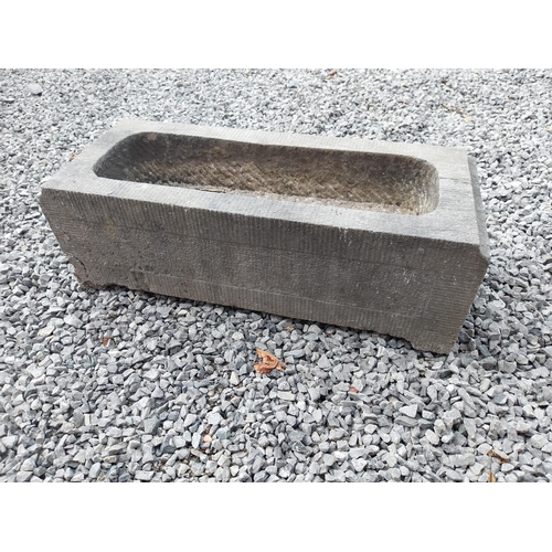 158 - Limestone trough {24 cm H x 66 cm W x 27 cm D}.