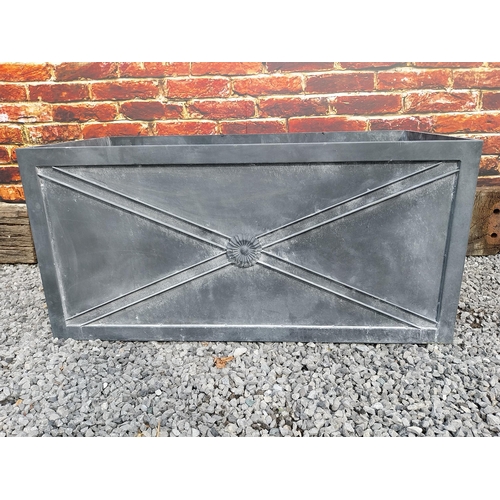 16 - Good quality metal rectangular planter with lead effect in the Georgian style {49 cm H x 101 cm W x ... 