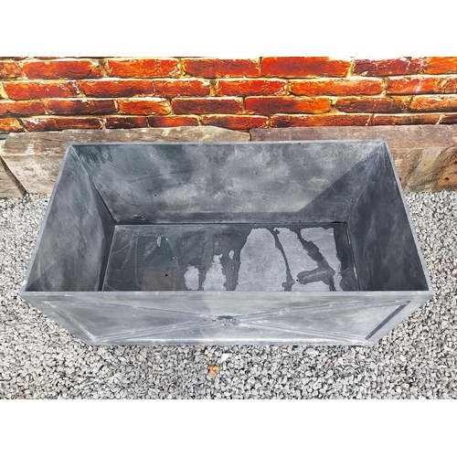 16 - Good quality metal rectangular planter with lead effect in the Georgian style {49 cm H x 101 cm W x ... 