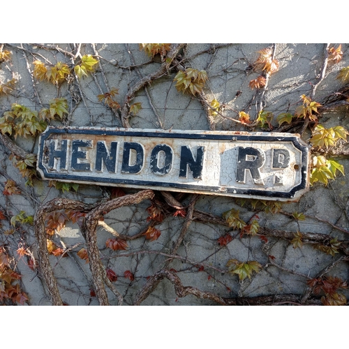 161 - Cast iron Street sign Hendon Road {H 18cm x W 82cm }.