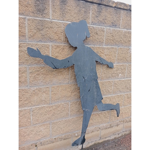 165. - Metal silhouette of child {H 160cm x W 80cm }. (NOT AVAILABLE TO VIEW IN PERSON)