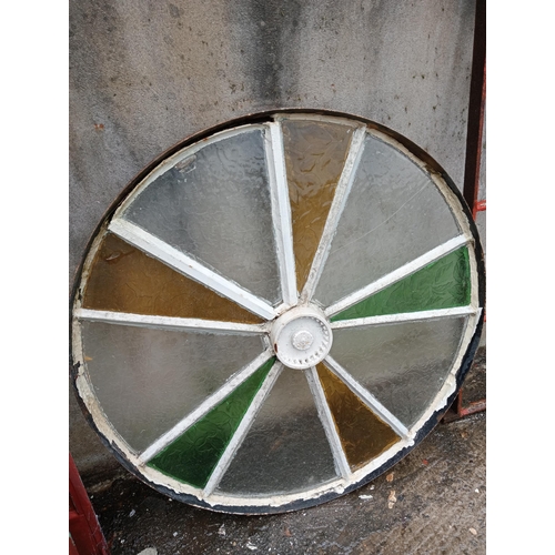 169 - Iron wagon wheel window {Dia 112cm x D 7cm }.