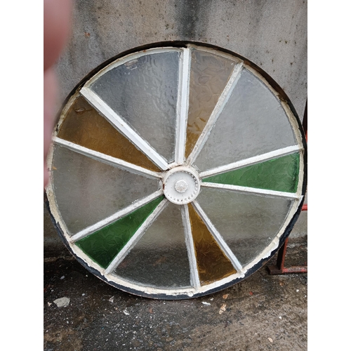 169 - Iron wagon wheel window {Dia 112cm x D 7cm }.