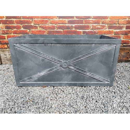 17 - Good quality metal rectangular planter with lead effect in the Georgian style {49 cm H x 101 cm W x ... 