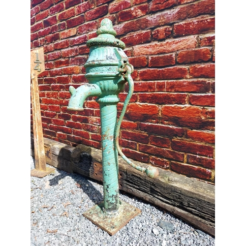 172 - 19th C. cast iron water pump - J Scotts Cookstown. {120 cm H x 60 cm W x 45 cm D}.