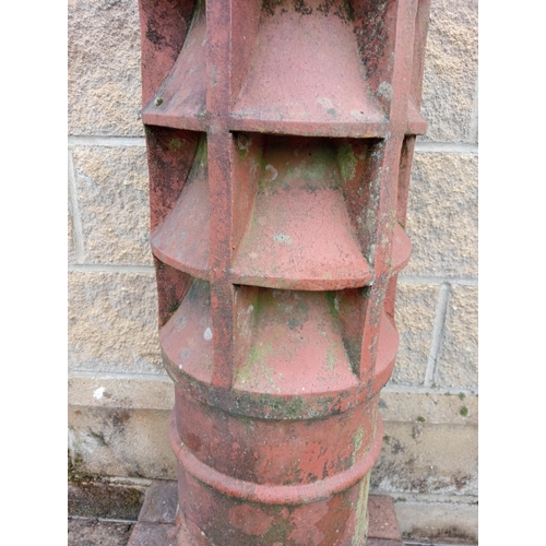 173 - Pair of fluted terracotta chimney pots {H 110cm x D 30cm x W 33cm }. (NOT AVAILABLE TO VIEW IN PERSO... 