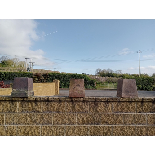 180 - Set of three salt glazed chimney pots {H 36cm x W 30cm x D 30cm }.