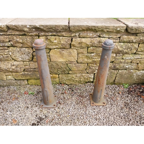 181 - Pair of cast iron bollards {88 cm H x 20 cm W x 21 cm D}.