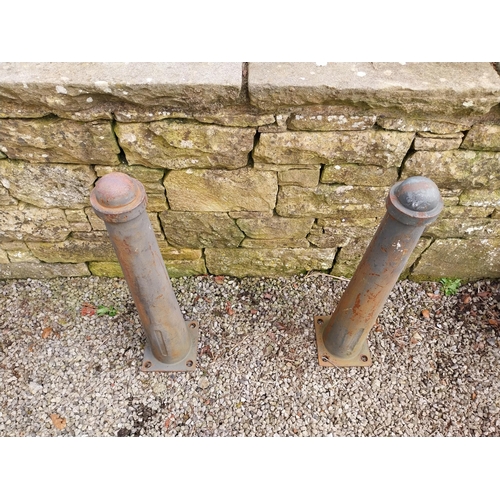 181 - Pair of cast iron bollards {88 cm H x 20 cm W x 21 cm D}.