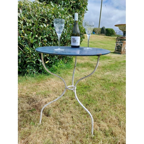 183 - Wrought iron garden table {75 cm H x 58 cm Dia.}.