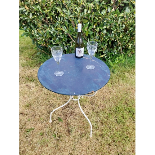 183 - Wrought iron garden table {75 cm H x 58 cm Dia.}.