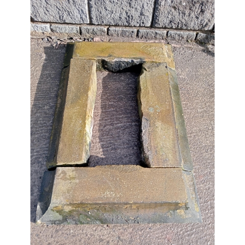 191 - Reclaimed sandstone Victorian plinth {H 13cm x W 80cm x D 122cm }.