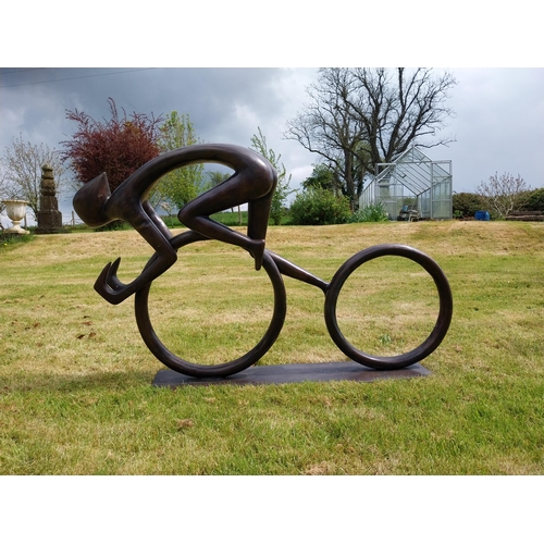 197 - Exceptional quality contemporary bronze sculpture 'The Racing Cyclist'  {80 cm H x 133 cm W x 20 cm ... 