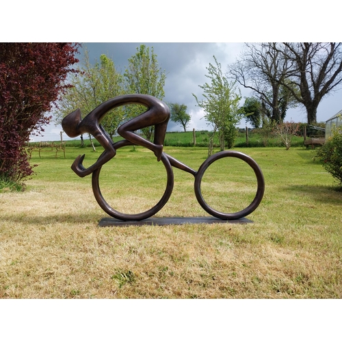 197 - Exceptional quality contemporary bronze sculpture 'The Racing Cyclist'  {80 cm H x 133 cm W x 20 cm ... 