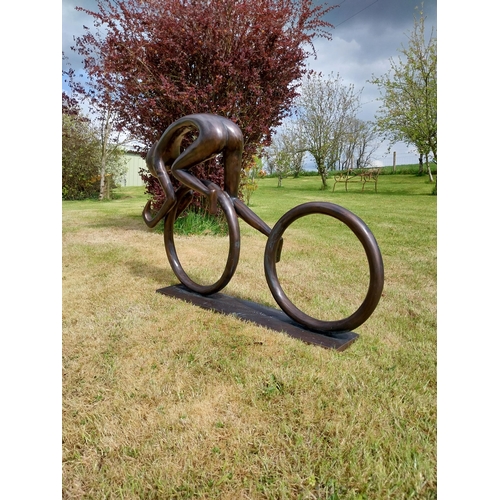 197 - Exceptional quality contemporary bronze sculpture 'The Racing Cyclist'  {80 cm H x 133 cm W x 20 cm ... 