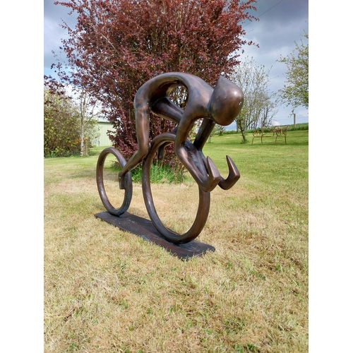 197 - Exceptional quality contemporary bronze sculpture 'The Racing Cyclist'  {80 cm H x 133 cm W x 20 cm ... 