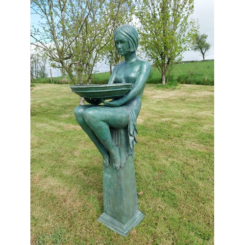 200 - Exceptional quality bronze water feature or bird bath in the Art Deco style {152 cm H x 40 cm W x 60... 