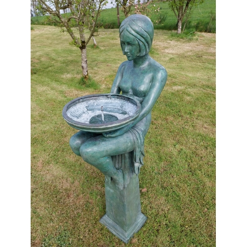 200 - Exceptional quality bronze water feature or bird bath in the Art Deco style {152 cm H x 40 cm W x 60... 