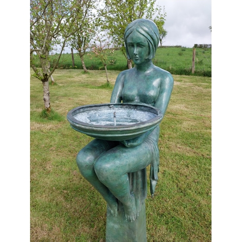 200 - Exceptional quality bronze water feature or bird bath in the Art Deco style {152 cm H x 40 cm W x 60... 