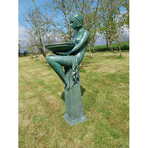 200 - Exceptional quality bronze water feature or bird bath in the Art Deco style {152 cm H x 40 cm W x 60... 