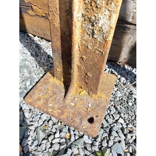 202 - Pair of cast iron 1/2 and 1/4 mile markers {133 cm H x 24 cm W x 24 cm D}.