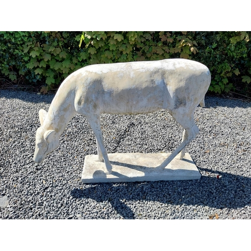 204 - Moulded stone statue of a Deer {88 cm H x 122 cm W x 77 cm D}.