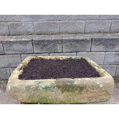 209 - 19th C. sandstone trough {H 15cm x W 90cm x D 54cm }. (NOT AVAILABLE TO VIEW IN PERSON)