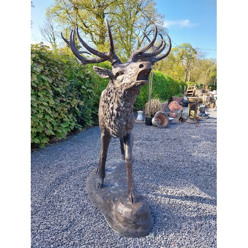 210 - Exceptional quality bronze statue of a bellowing Stag {170 cm H x