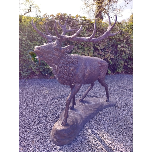 210 - Exceptional quality bronze statue of a bellowing Stag {170 cm H x