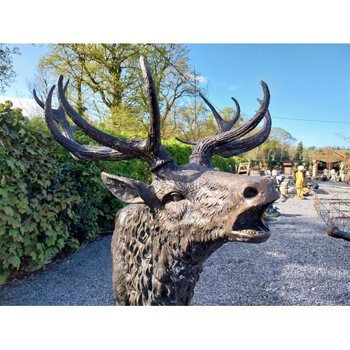 210 - Exceptional quality bronze statue of a bellowing Stag {170 cm H x