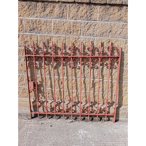 217 - Wrought iron gate with scroll design {H 140cm x W 153cm }. (NOT AVAILABLE TO VIEW IN PERSON)