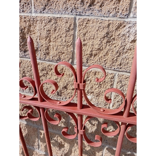 217 - Wrought iron gate with scroll design {H 140cm x W 153cm }. (NOT AVAILABLE TO VIEW IN PERSON)