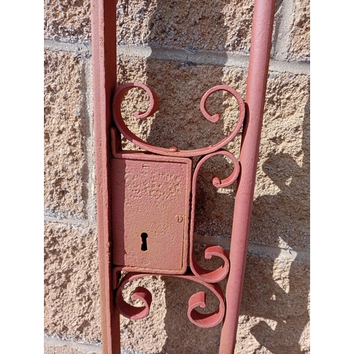 217 - Wrought iron gate with scroll design {H 140cm x W 153cm }. (NOT AVAILABLE TO VIEW IN PERSON)