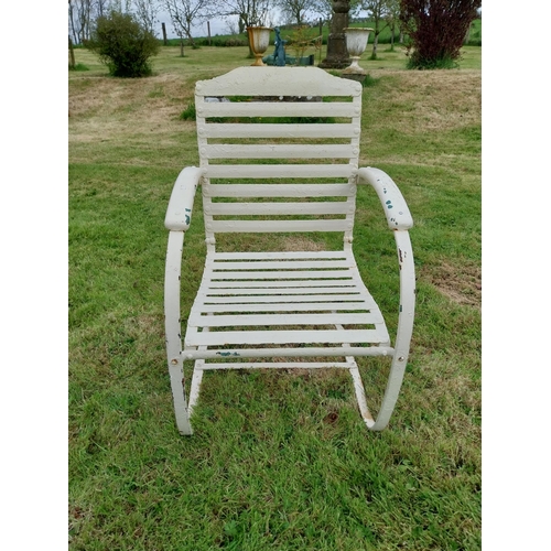 220 - Early 20th C. painted wrought iron sprung garden armchair {90 cm H x 56 cm W x 56 cm D}.