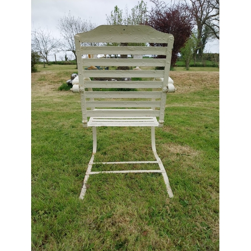 220 - Early 20th C. painted wrought iron sprung garden armchair {90 cm H x 56 cm W x 56 cm D}.