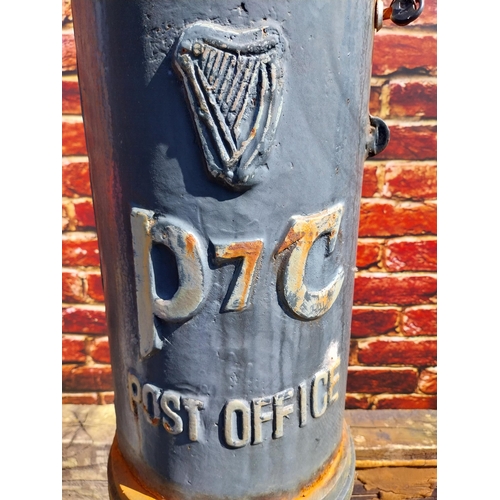 222 - Irish cast iron pillar post box {170 cm H x 40 cm Dia.}.