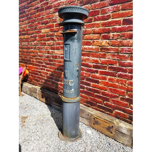 222 - Irish cast iron pillar post box {170 cm H x 40 cm Dia.}.