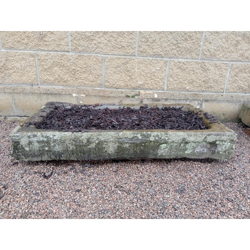 223 - Sandstone trough {H 15cm x W 104cm x D 56cm }. (NOT AVAILABLE TO VIEW IN PERSON)