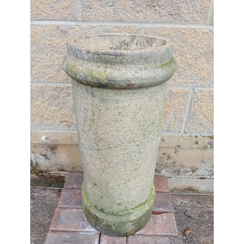 233 - Pair of round chimney pots {H 68cm x D 32cm}. (NOT AVAILABLE TO VIEW IN PERSON)