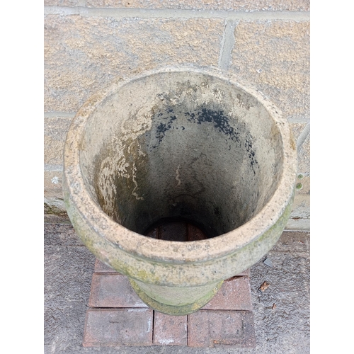 233 - Pair of round chimney pots {H 68cm x D 32cm}. (NOT AVAILABLE TO VIEW IN PERSON)