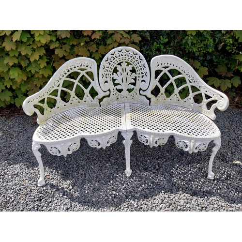 234 - Cast aluminium three seater garden bench in the Coalbrookdale style {82 cm H x 133 cm W x 44 cm D}. ... 