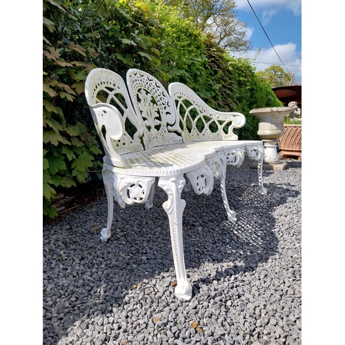 234 - Cast aluminium three seater garden bench in the Coalbrookdale style {82 cm H x 133 cm W x 44 cm D}. ... 