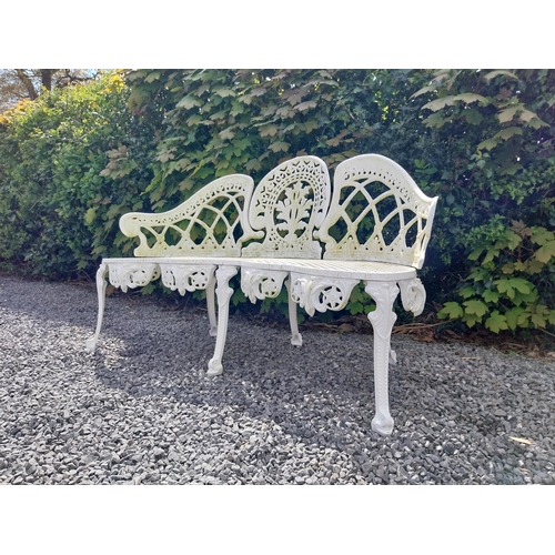 234 - Cast aluminium three seater garden bench in the Coalbrookdale style {82 cm H x 133 cm W x 44 cm D}. ... 