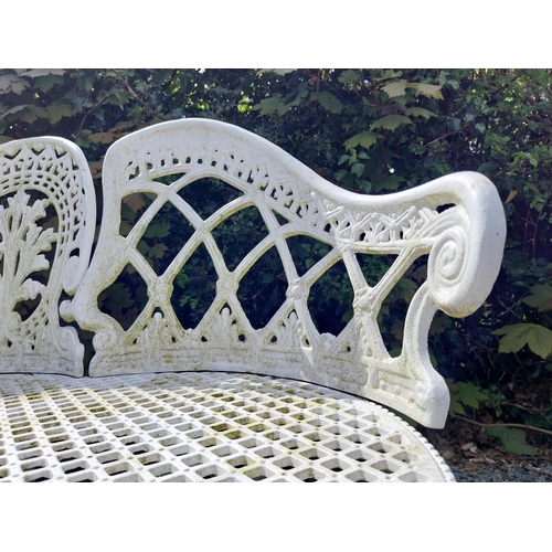 234 - Cast aluminium three seater garden bench in the Coalbrookdale style {82 cm H x 133 cm W x 44 cm D}. ... 