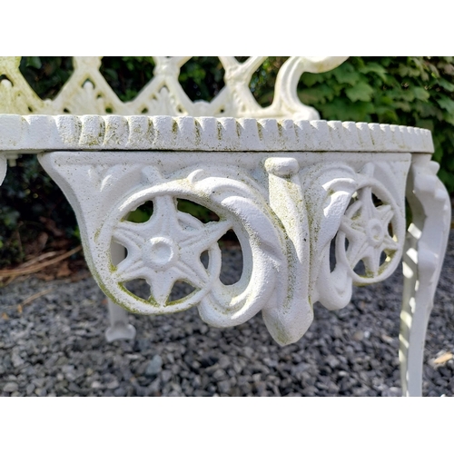 234 - Cast aluminium three seater garden bench in the Coalbrookdale style {82 cm H x 133 cm W x 44 cm D}. ... 