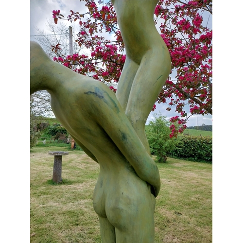 235 - Exceptional quality contemporary bronze sculpture 'The Acrobats' raised on slate plinth {Overall dim... 