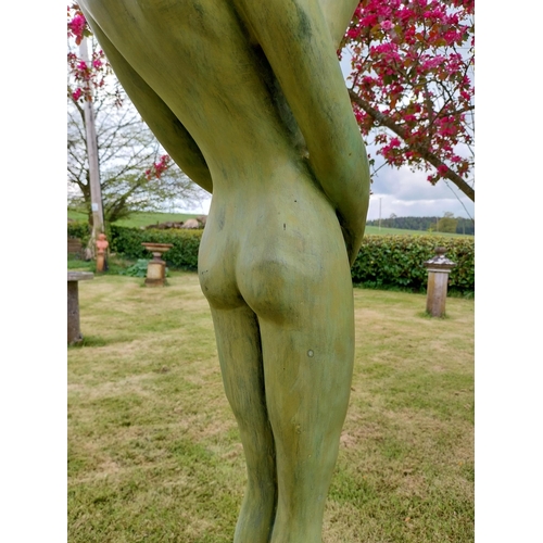 235 - Exceptional quality contemporary bronze sculpture 'The Acrobats' raised on slate plinth {Overall dim... 