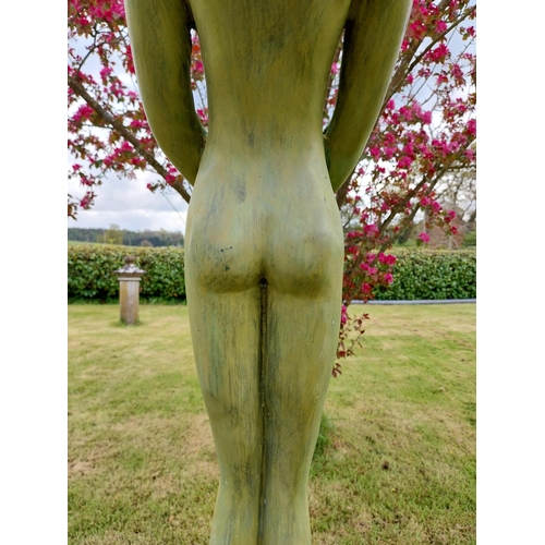 235 - Exceptional quality contemporary bronze sculpture 'The Acrobats' raised on slate plinth {Overall dim... 