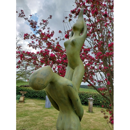 235 - Exceptional quality contemporary bronze sculpture 'The Acrobats' raised on slate plinth {Overall dim... 