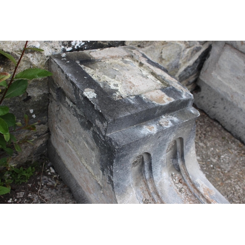 239 - Pair of 19th C reeded stone balcony corbels {H 86cm x W 27cm x D 38cm }. (NOT AVAILABLE TO VIEW IN P... 